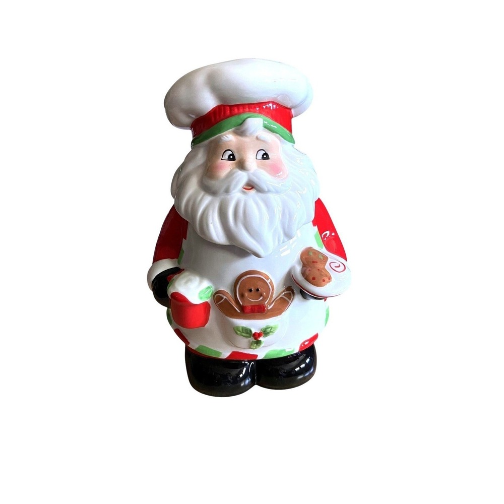 Bistro Ceramic Baking Santa Claus Cookie Jar  11.5" Ceramic